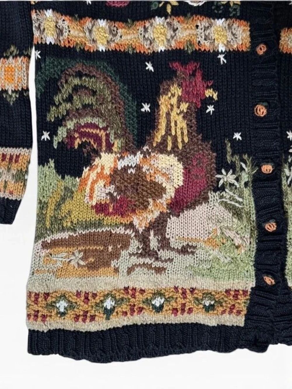 Halloween Kitschy Novelty Autumn Pumpkin Rooster Harvest Tiara Cardigan US 18/20 - Picture 5 of 11
